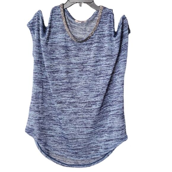 Juicy Couture Cold Shoulder‎ Blue Knit Blouse Women's Medium - Picture 2 of 8